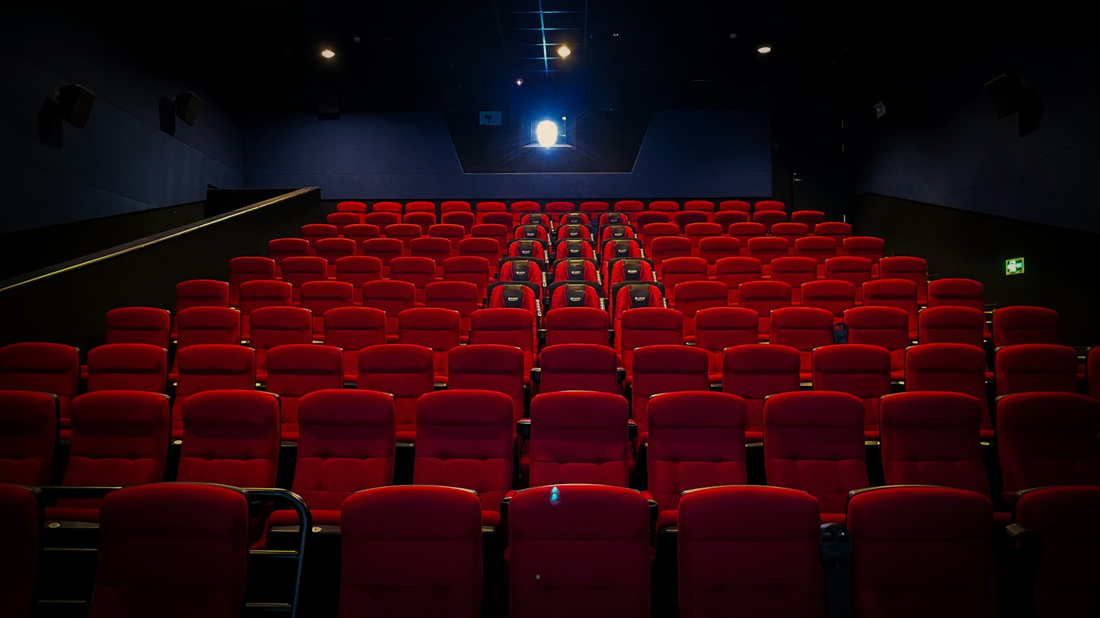 Tiered seating facing the screen — stock photograph