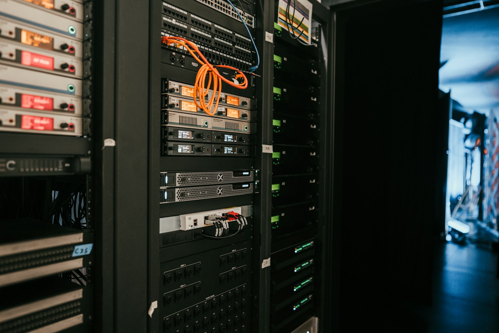 A network rack with structured cabling — stock photograph